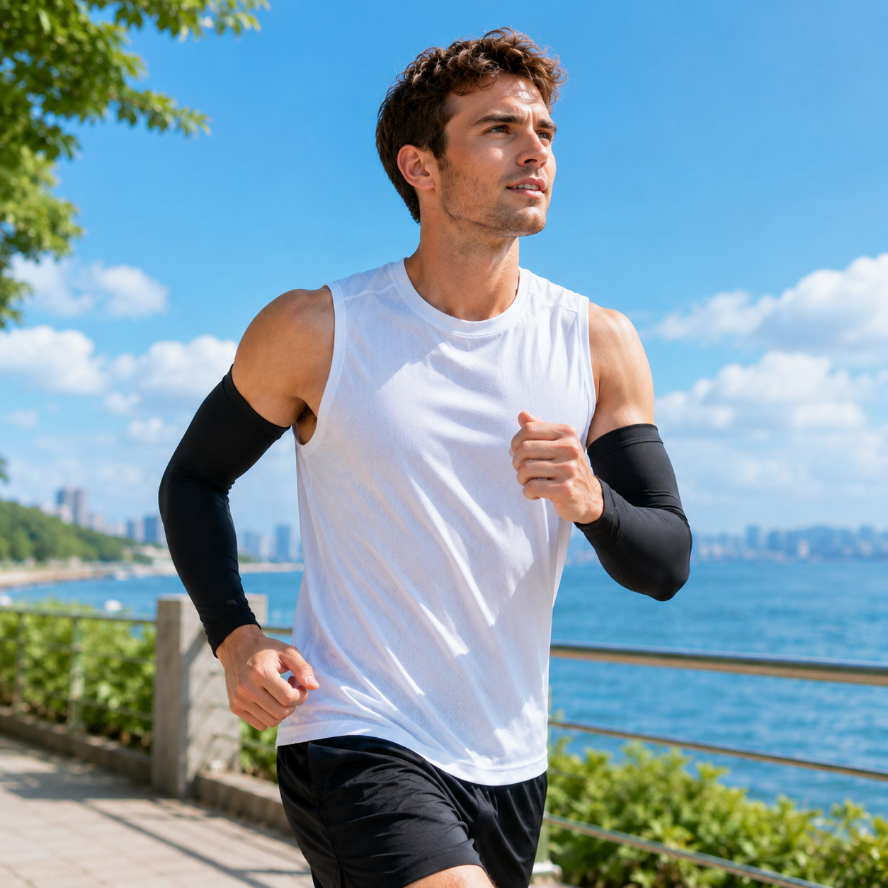 Cooling Arm Sleeves lifestyle runner photo