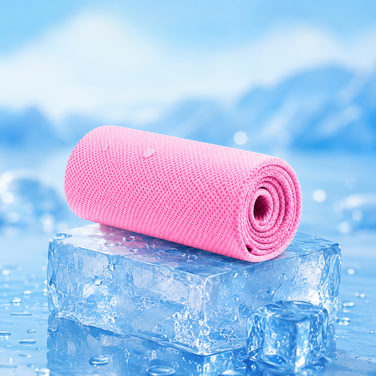 Cooling neck towel outdoor summer scene
